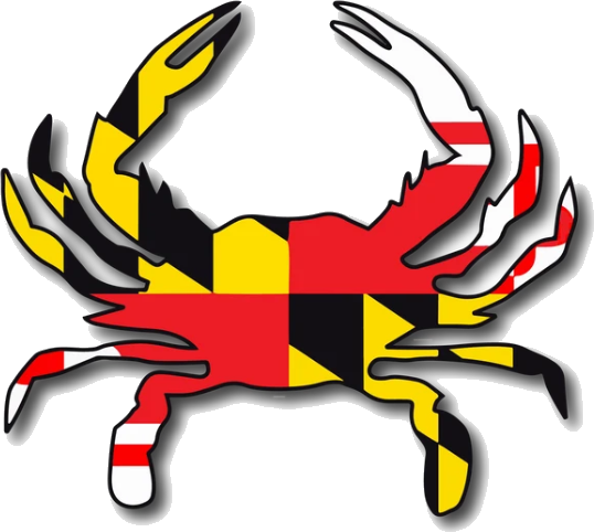 Maryland state flag rendered as a blue crab